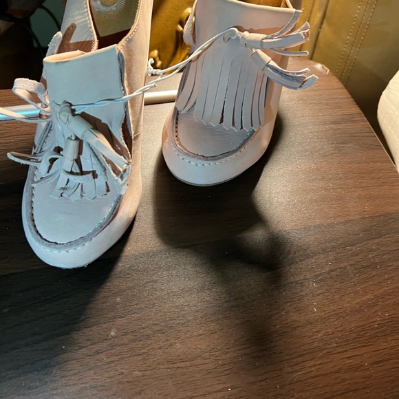 Anthro Lucky Penny Towering Tassel pink Mules - Picture 3 of 12